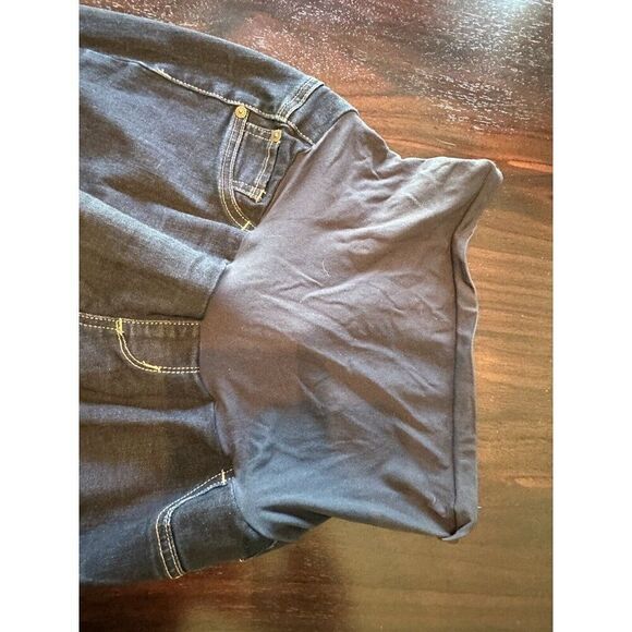 Indigo Blue Maternity Straight Jeans Full Panel Large (31x 28) Dark Blue Denim - Picture 5 of 10